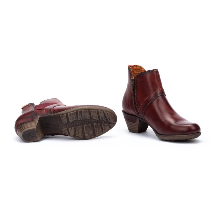 Women's Pikolinos ROTTERDAM Ankle Boots Burgundy | NZ A97A285